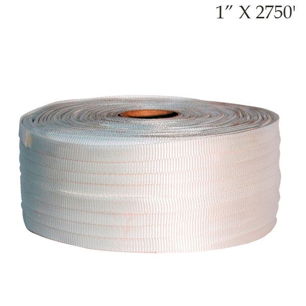 Woven Polyester Cord Strapping White 1½″ x 500′ Tensile