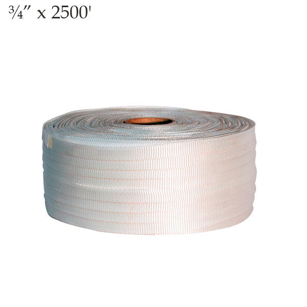 Woven Polyester Cord Strapping White 3/4” x 2500′ Tensile Strength 1450LB